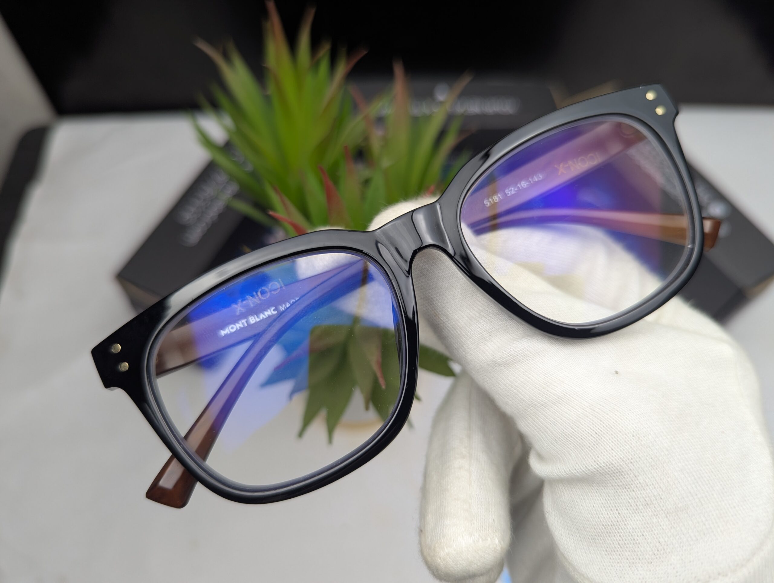 Mont Blanc Premium Glossy Black Square Eyeglasses Frame - Image 2