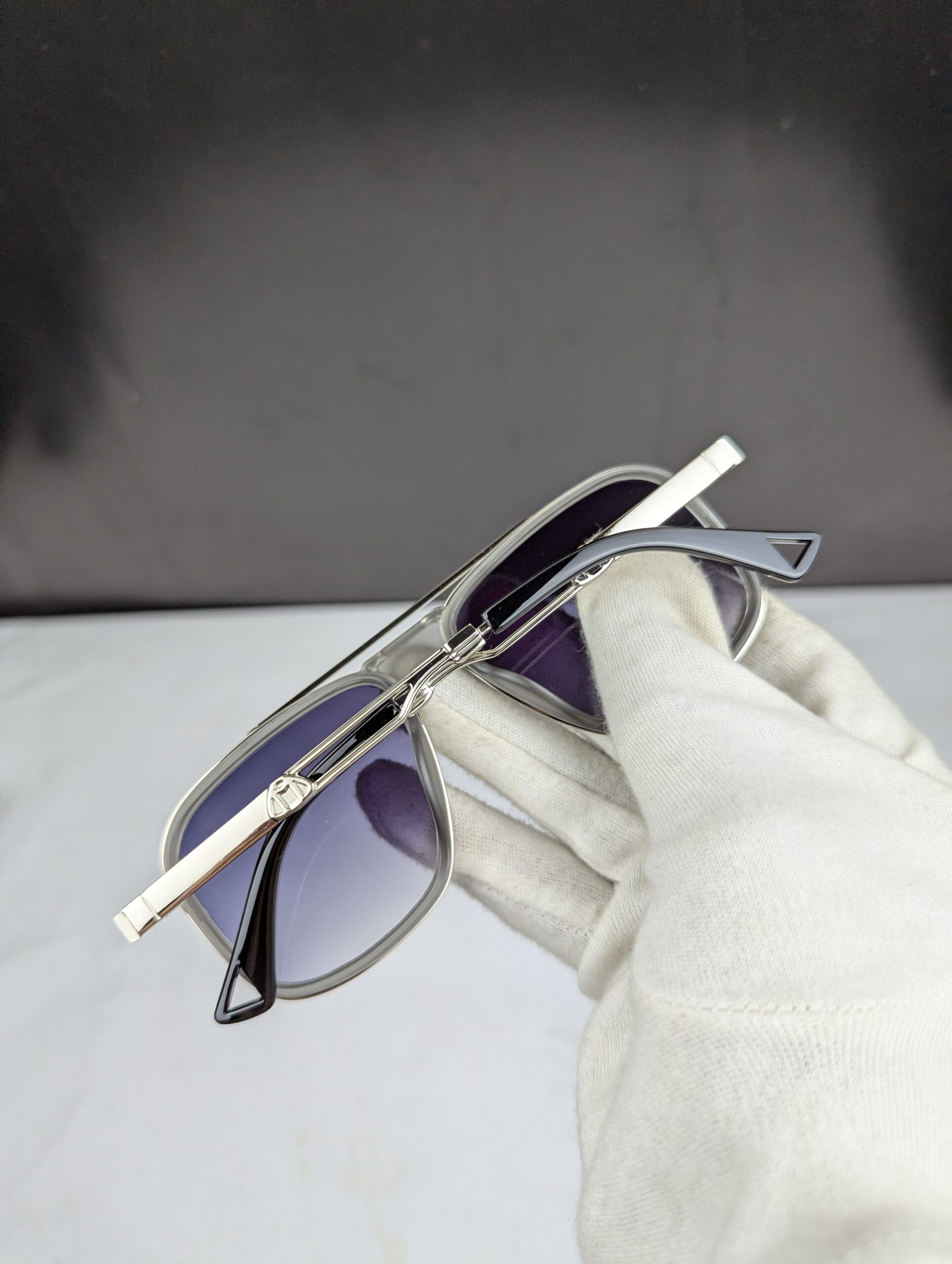 MAYBACH Premium Silver Square Sunglasses – Grey Gradient Lens - Image 5
