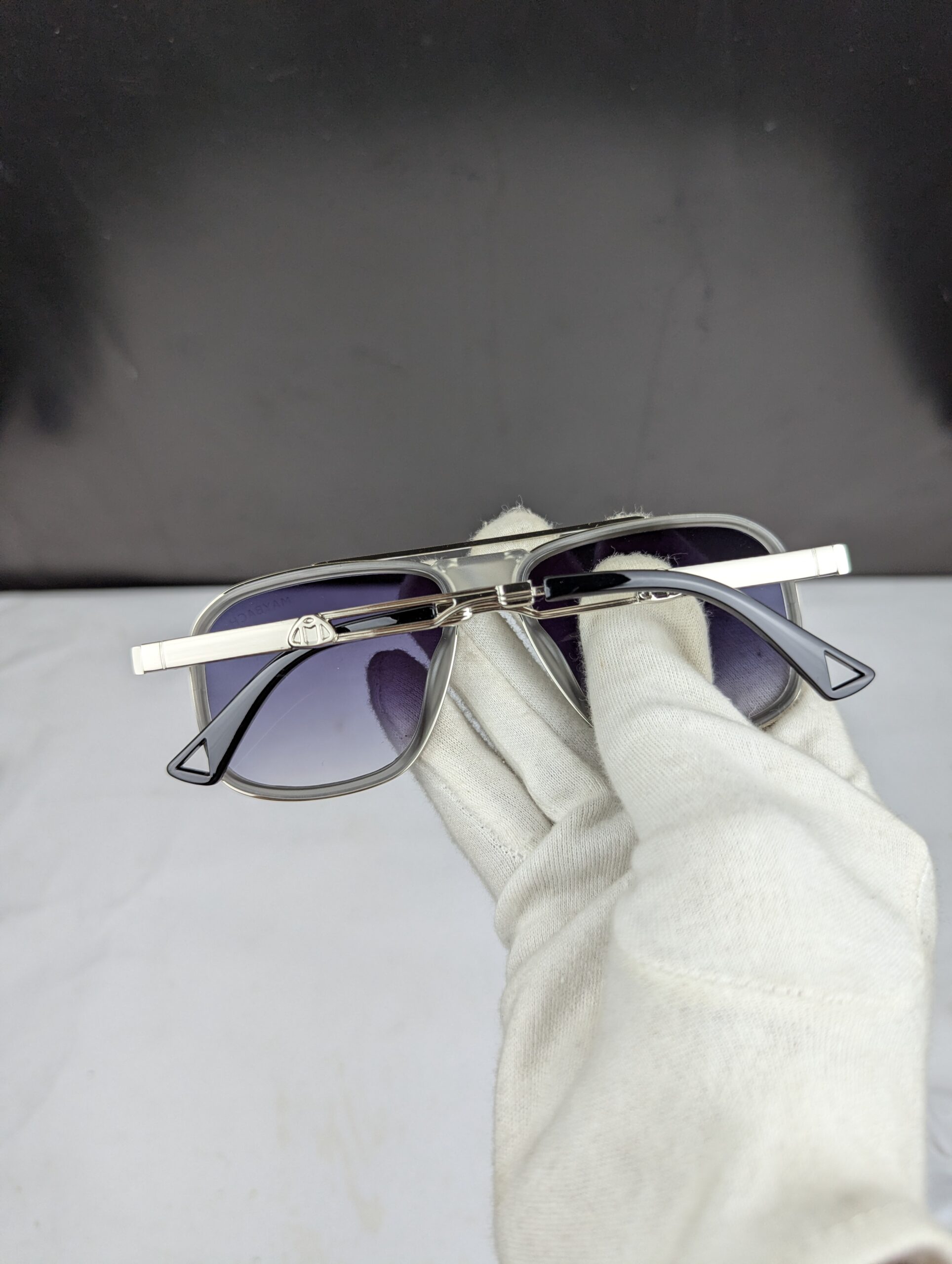 MAYBACH Premium Silver Square Sunglasses – Grey Gradient Lens - Image 3
