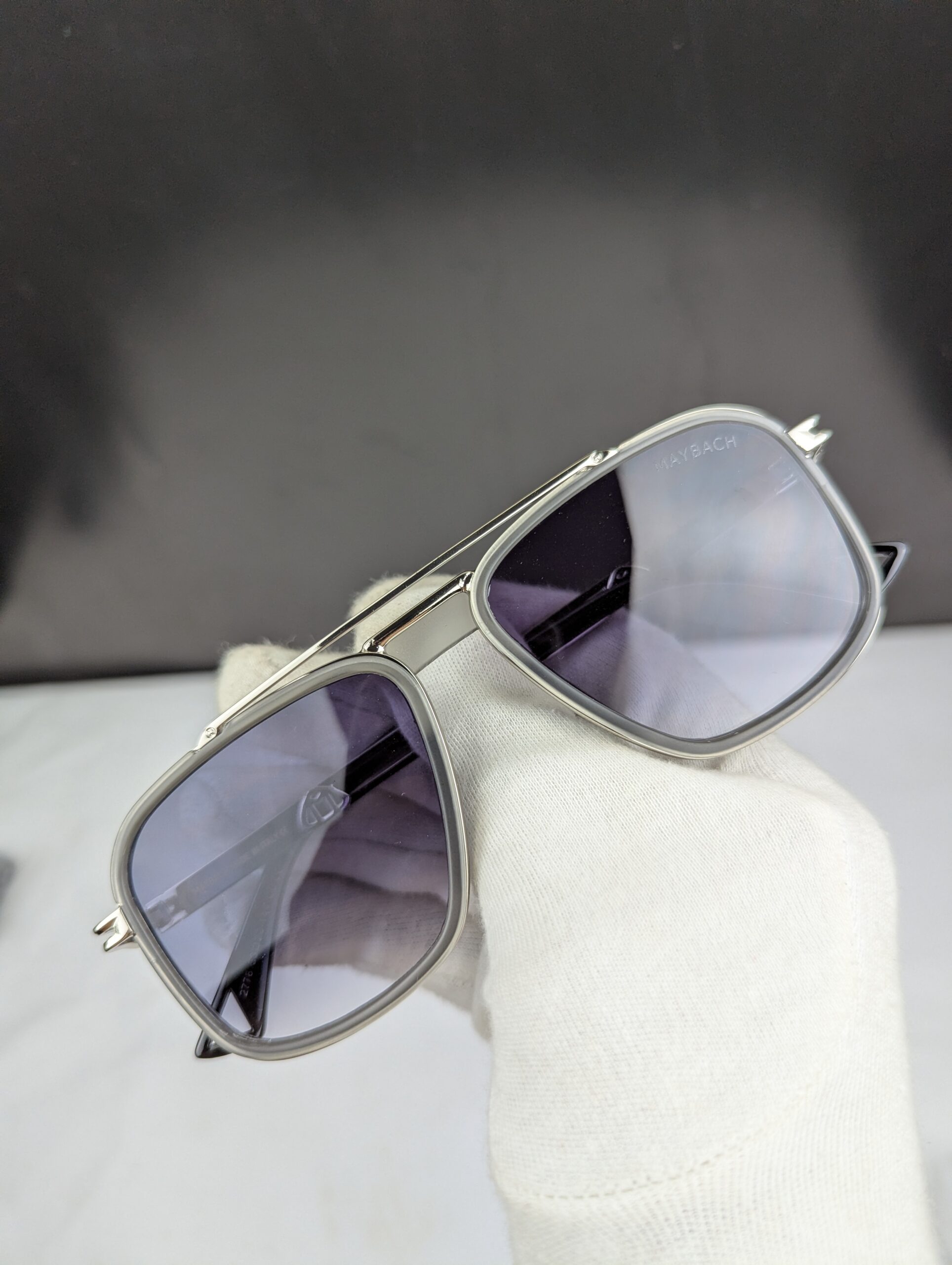 MAYBACH Premium Silver Square Sunglasses – Grey Gradient Lens - Image 4