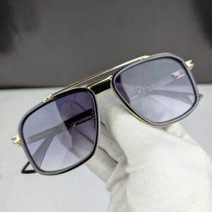 MARSHOCH Premium Square Double Bridge Sunglasses – Black & Gold