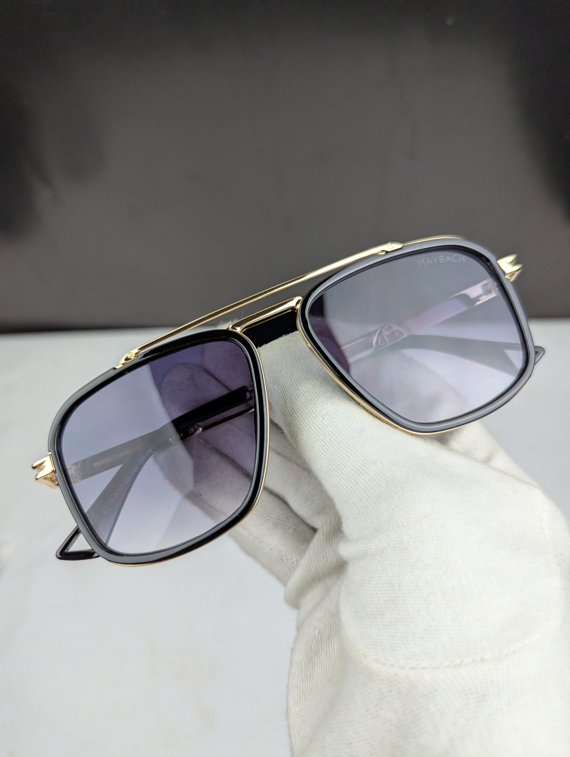 MARSHOCH Premium Square Double Bridge Sunglasses – Black & Gold