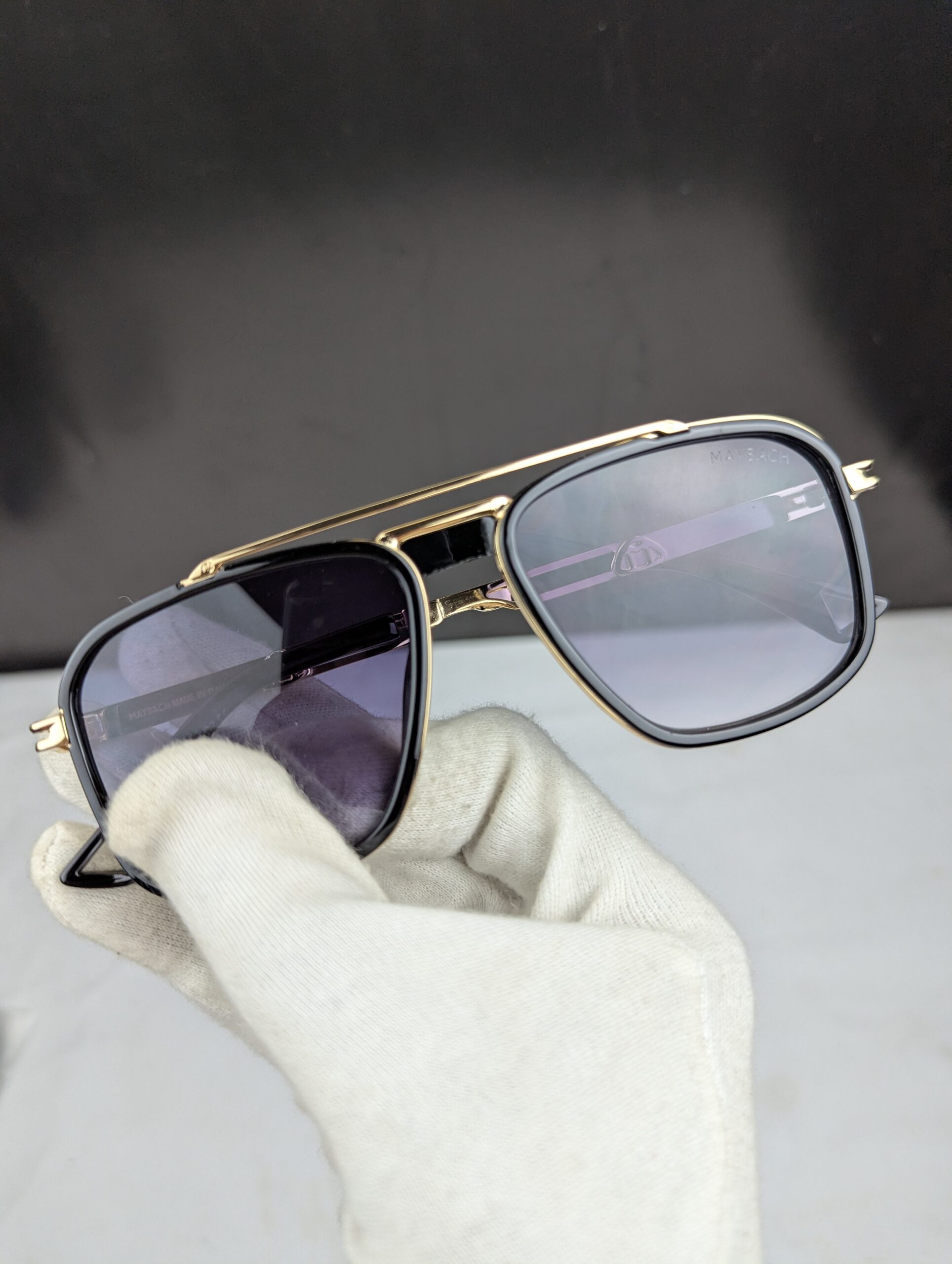 MARSHOCH Premium Square Double Bridge Sunglasses – Black & Gold - Image 5