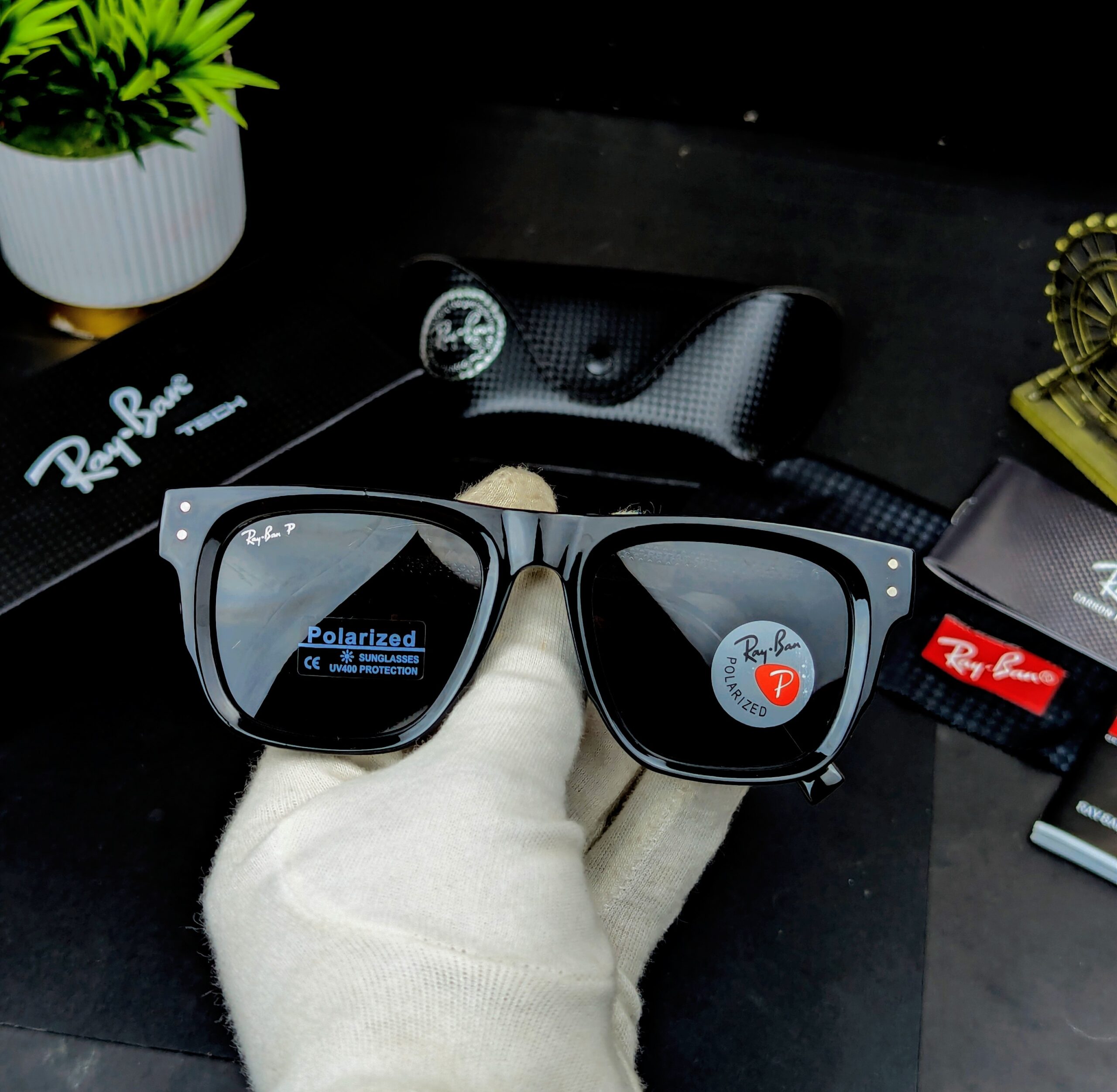 Ray-Ban Tech Polarized Square Black Sunglasses
