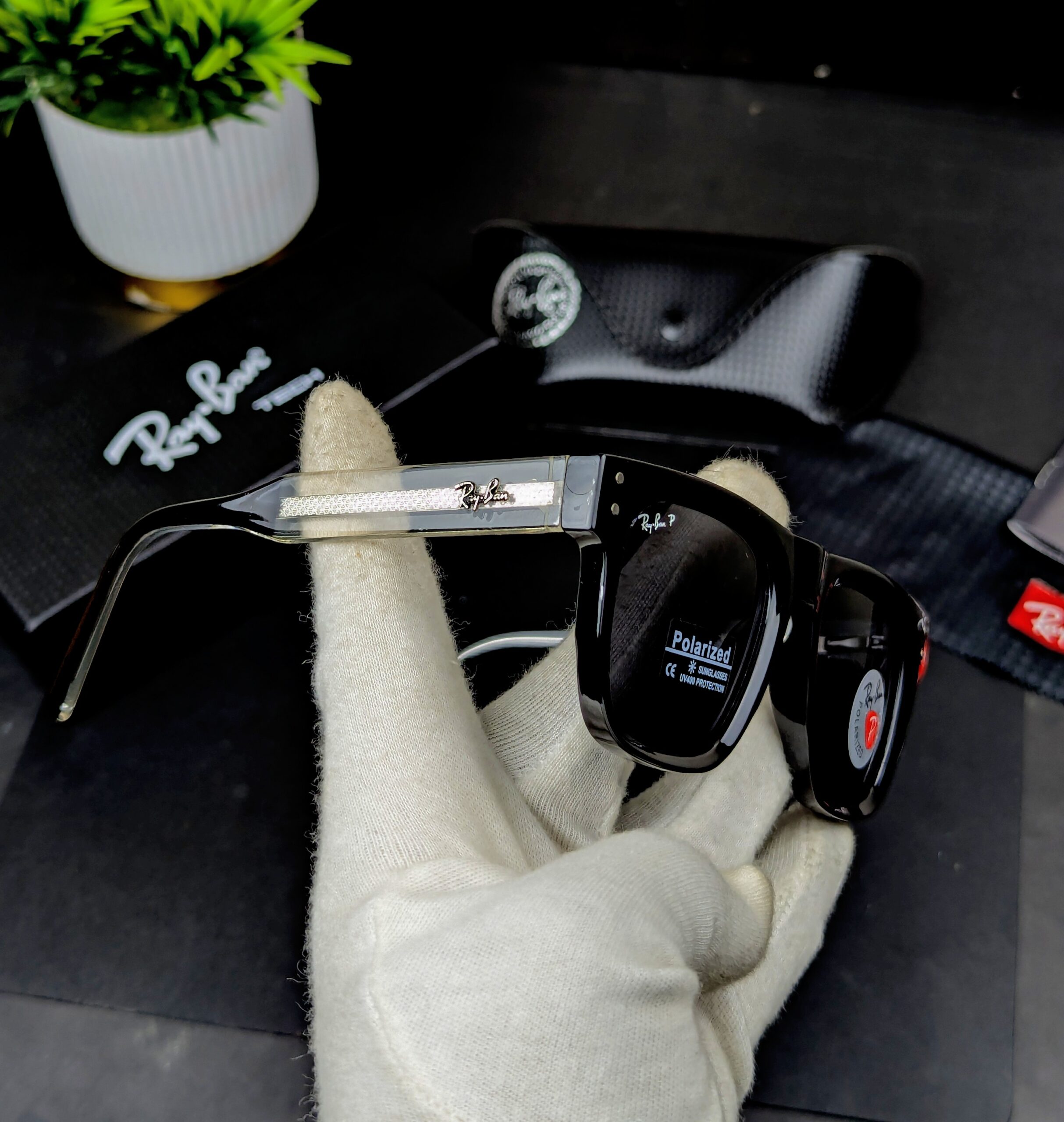 Ray-Ban Tech Polarized Square Black Sunglasses - Image 2