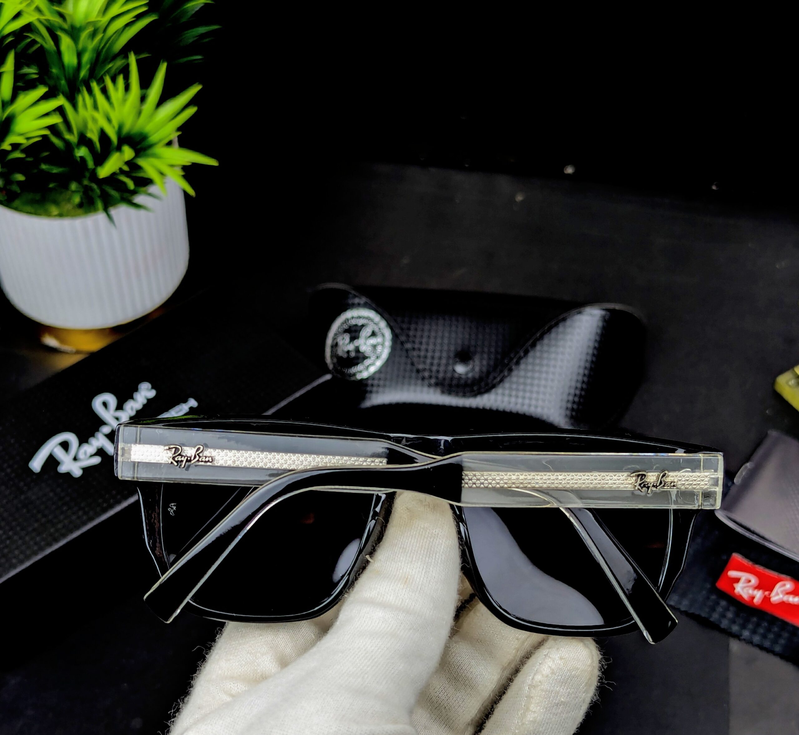 Ray-Ban Tech Polarized Square Black Sunglasses - Image 4