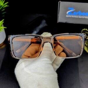 Emporio Armani Designer Transparent Brown Rectangular Sunglasses / Eyeglasses