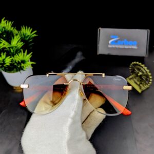 Cartier Premium Rimless Aviator Gradient Sunglasses with Gold Accents