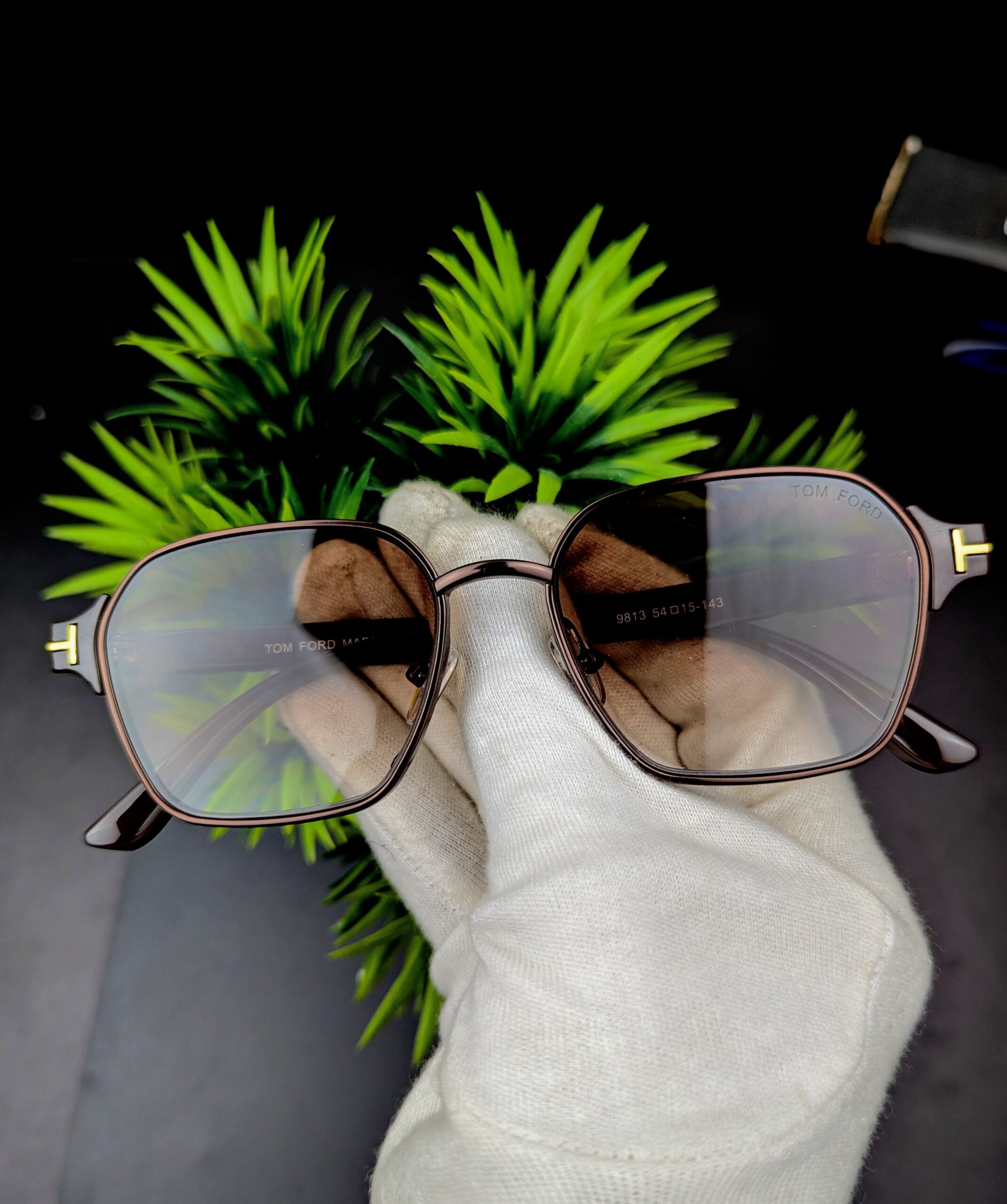 Tom Ford Designer Square Sunglasses for Men & Women – Metallic Brown Frame - Image 5