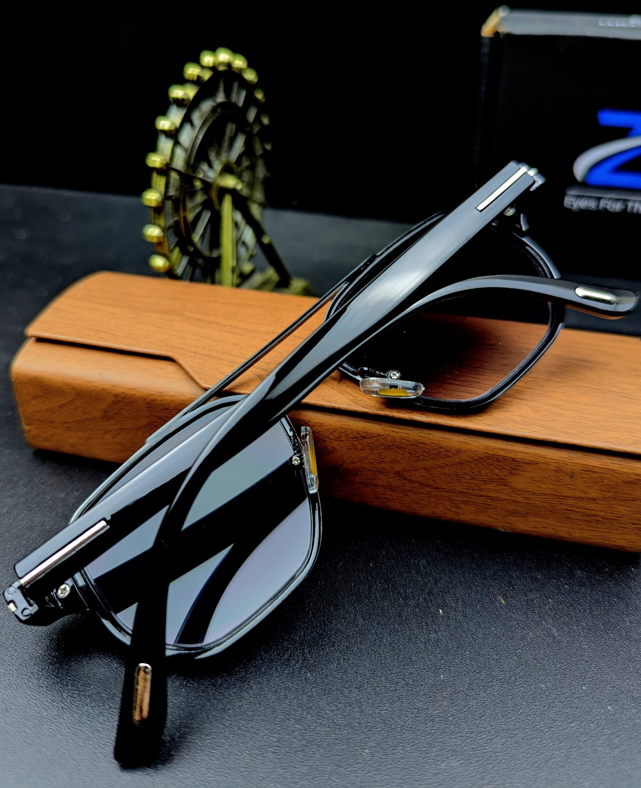 Tom Ford Designer Double-Bridge Square Black Sunglasses for Men & Women - Image 4