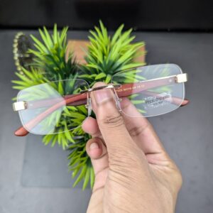 MAYBACH Rimless Photochromic UV400 Eyeglasses with Wooden Temple Finish (Model: 1029)