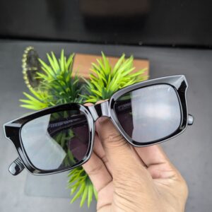 Emporio Armani Glossy Black Thick-Rim Square Sunglasses