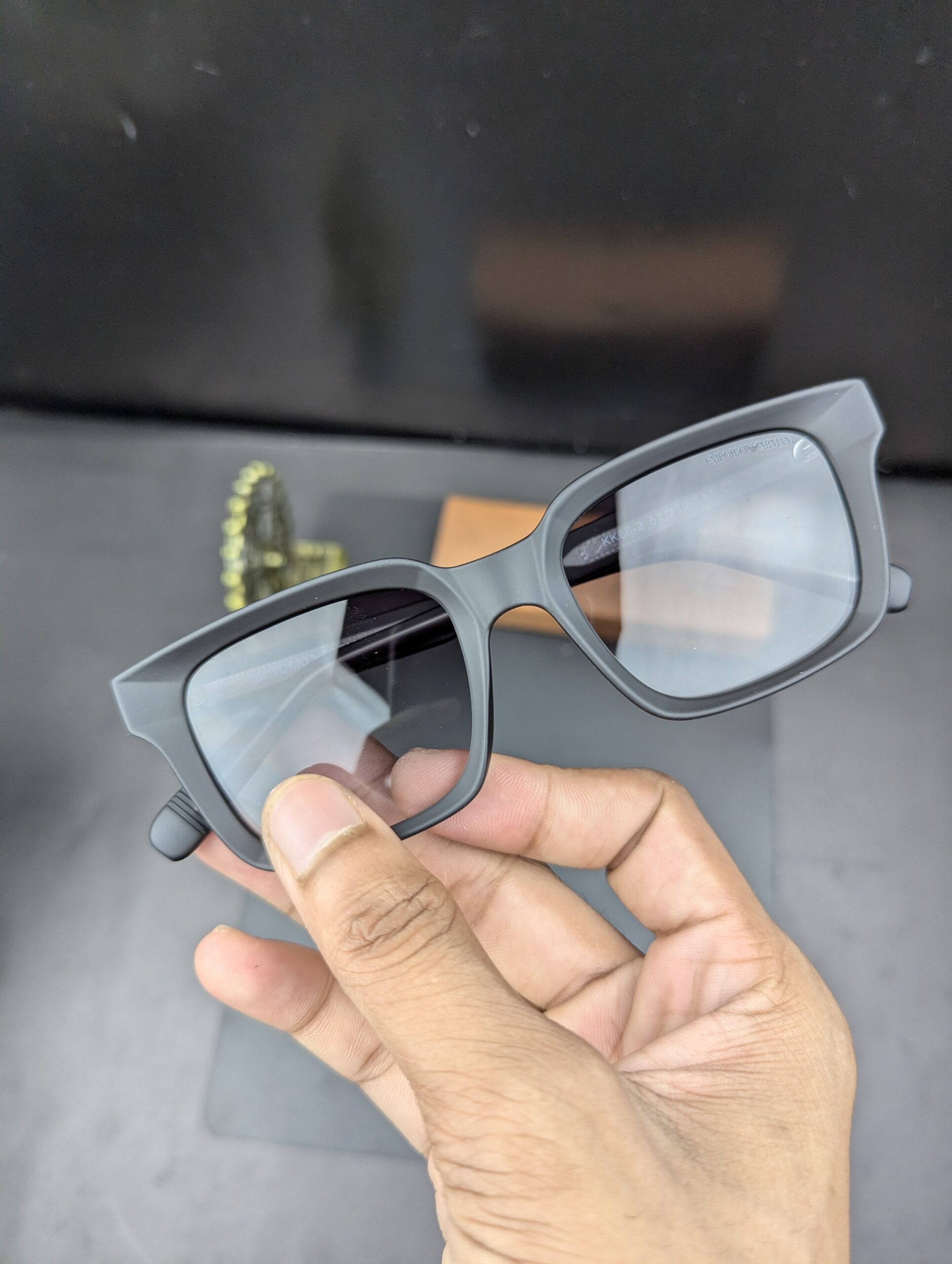Emporio Armani Matte Black Thick-Rim Square Eyeglasses / Sunglasses