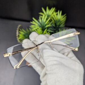 Luxury Rimless Rectangular Eyeglasses – Gold Frame with Photochromic UV400 Lenses