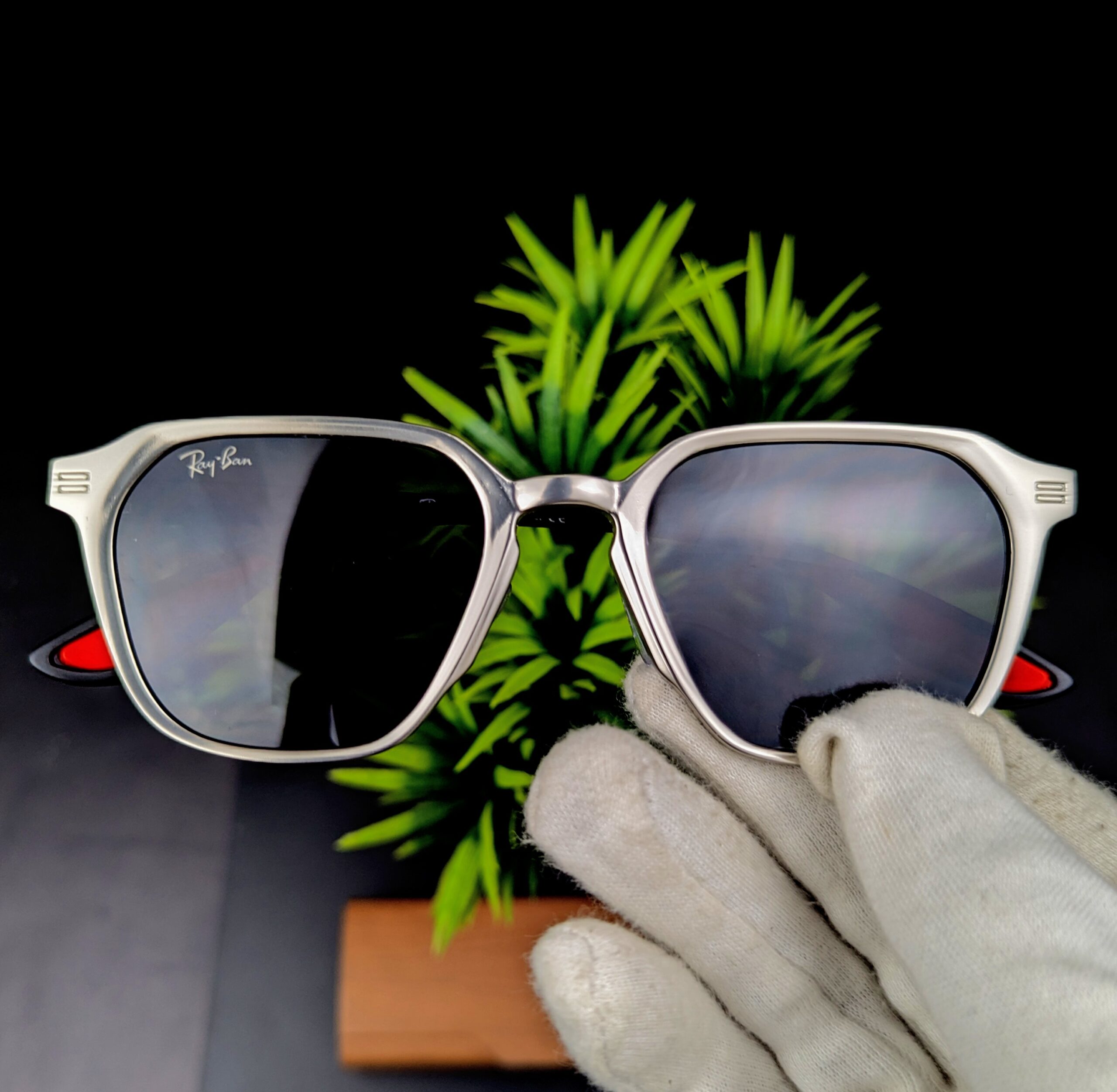 Ray-Ban Classic Square Metallic Frame Sunglasses – Black Lenses - Image 4