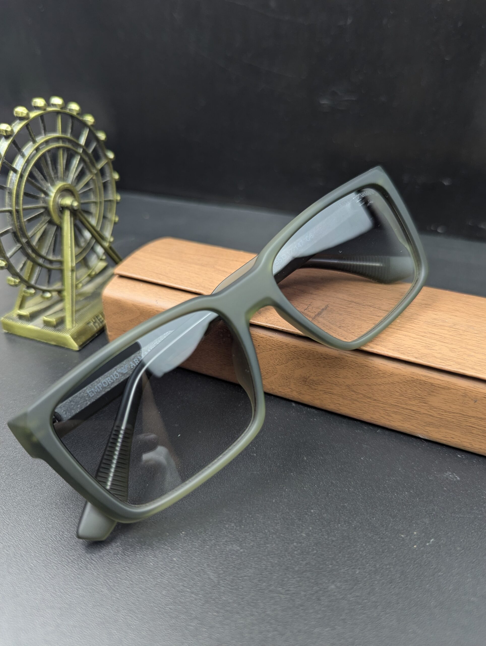 Emporio Armani Matte Olive Green Square Sunglasses – Men’s Designer Eyewear - Image 4