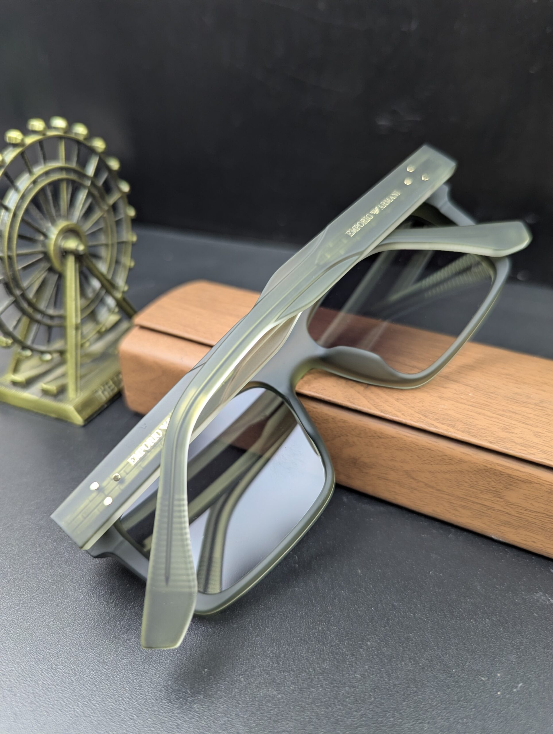 Emporio Armani Matte Olive Green Square Sunglasses – Men’s Designer Eyewear - Image 5