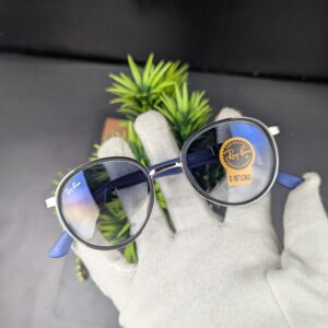 Ray-Ban Classic Round Sunglasses – Silver Metal Frame with Blue Tips & G-15 Lenses