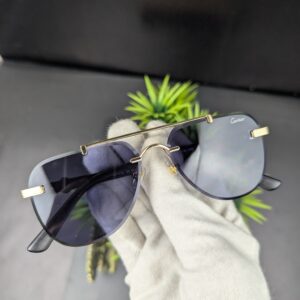 Cartier Rimless Aviator / Navigator Sunglasses with Gold Bridge for Men