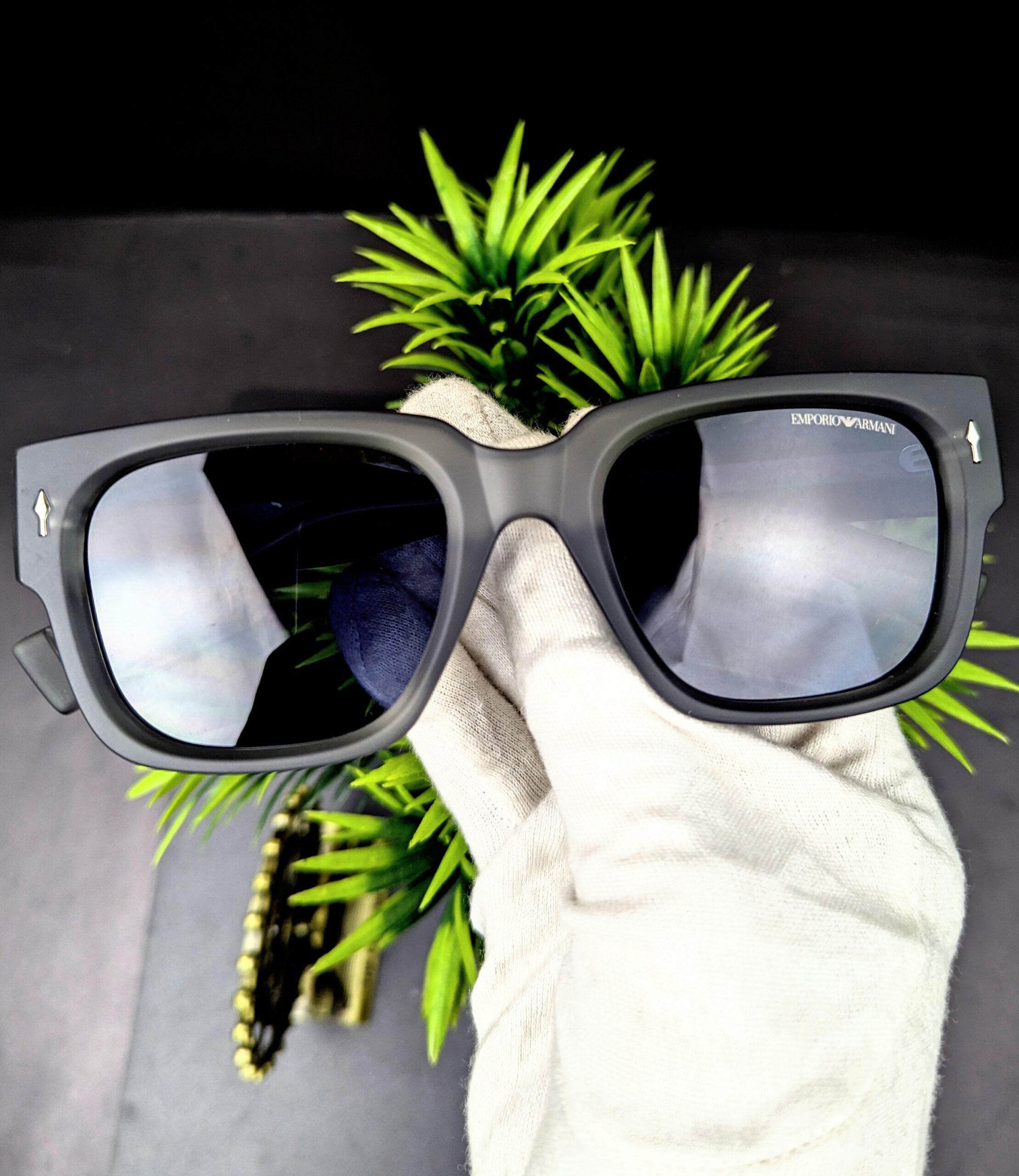 Emporio Armani Matte Black Square Sunglasses