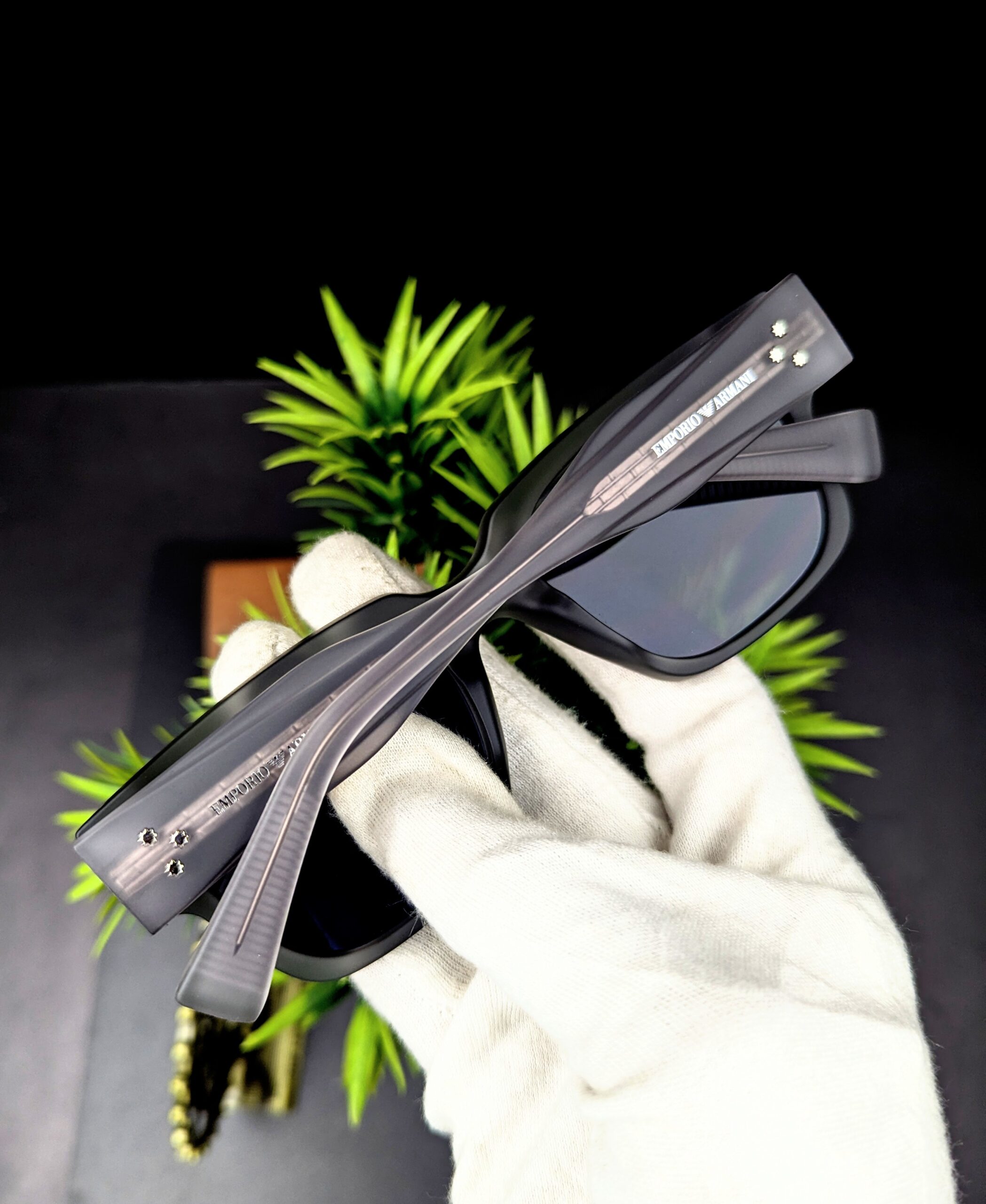 Emporio Armani Matte Black Square Sunglasses - Image 2