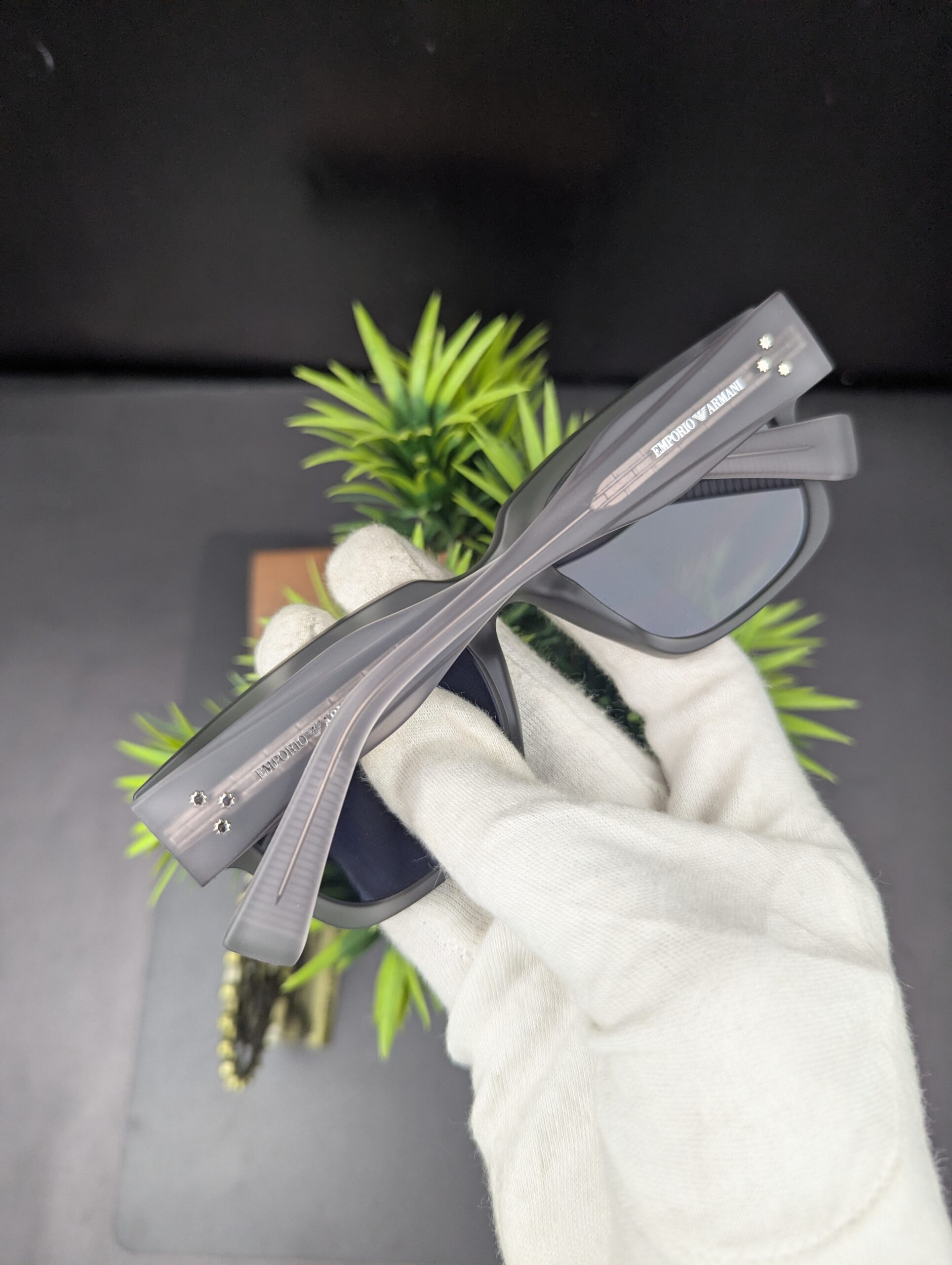 Emporio Armani Matte Black Square Sunglasses - Image 5