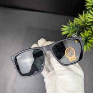 Square / Wayfarer style frame with a matte black finish.