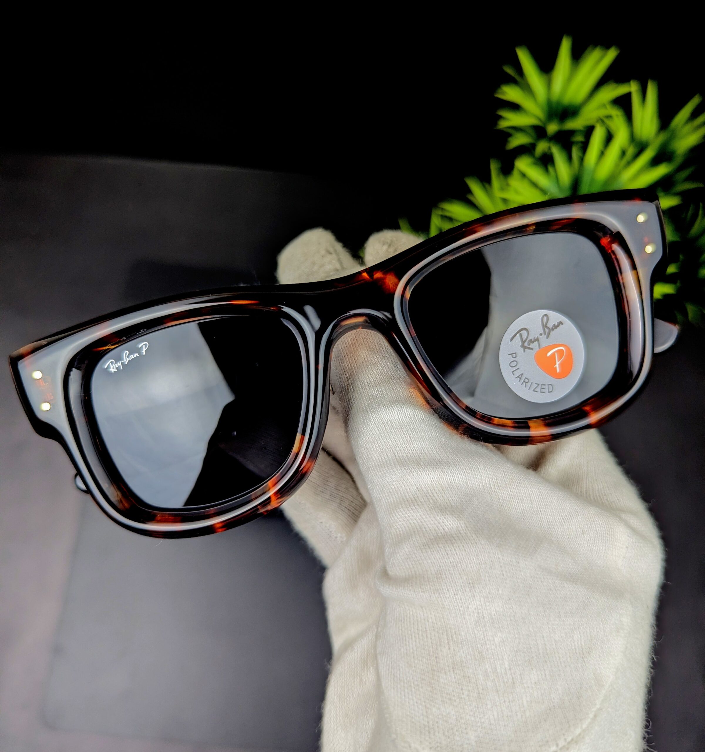 Ray-Ban Square Polarized Sunglasses - Tortoise Frame - Image 3