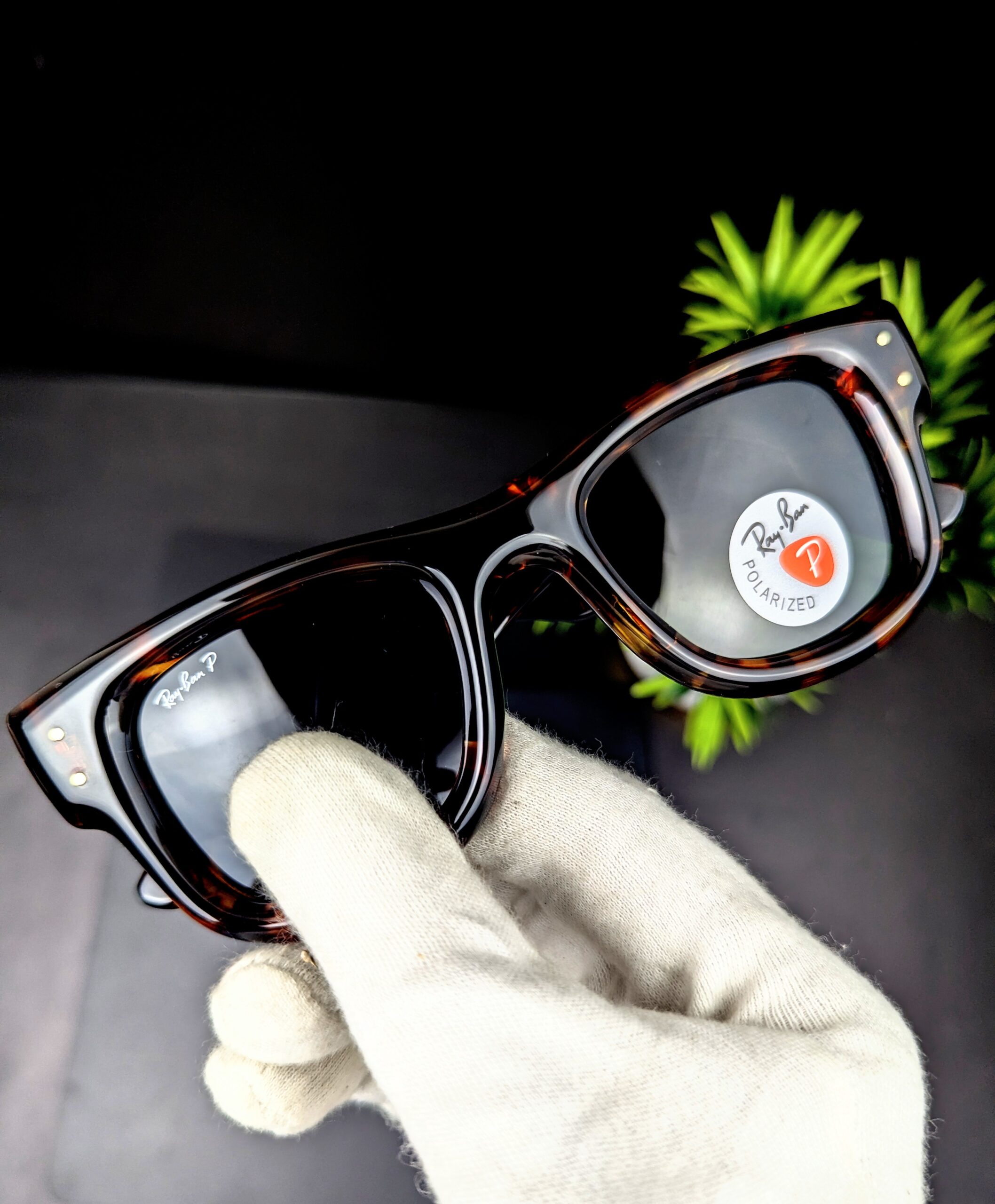 Ray-Ban Square Polarized Sunglasses - Tortoise Frame - Image 5