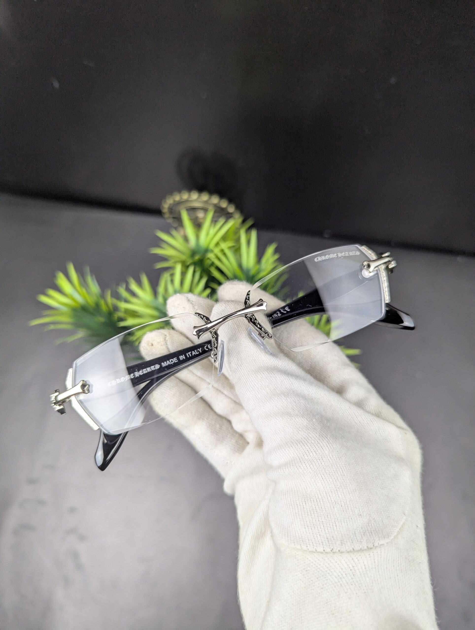Chrome Hearts Luxury Rimless Silver & Black Eyeglasses Frame - Image 6