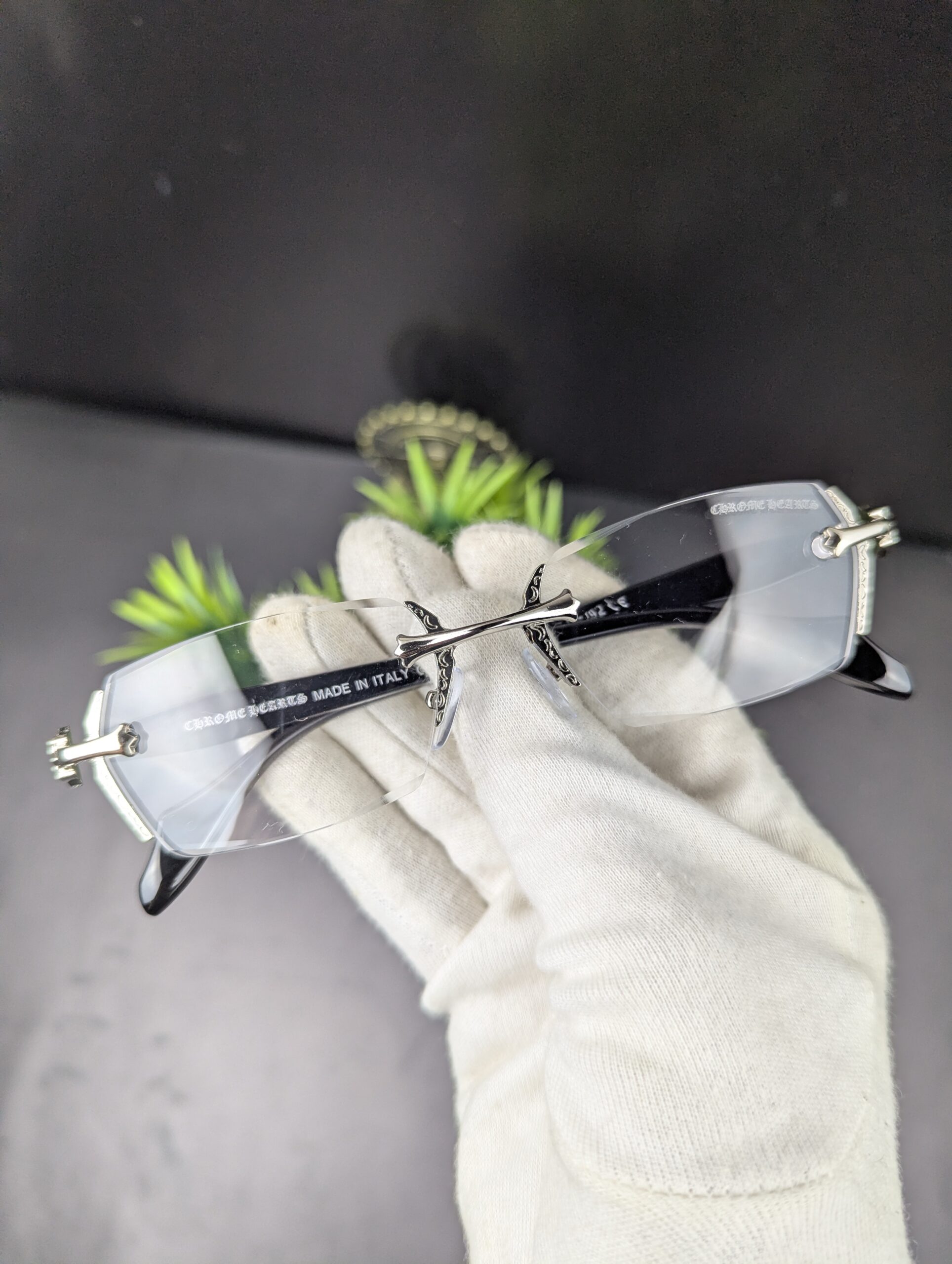Chrome Hearts Luxury Rimless Silver & Black Eyeglasses Frame - Image 4