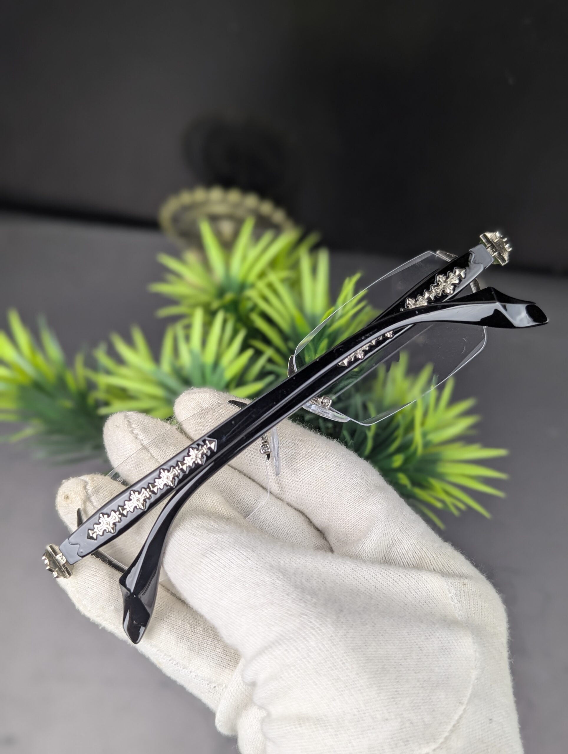Chrome Hearts Luxury Rimless Silver & Black Eyeglasses Frame - Image 5
