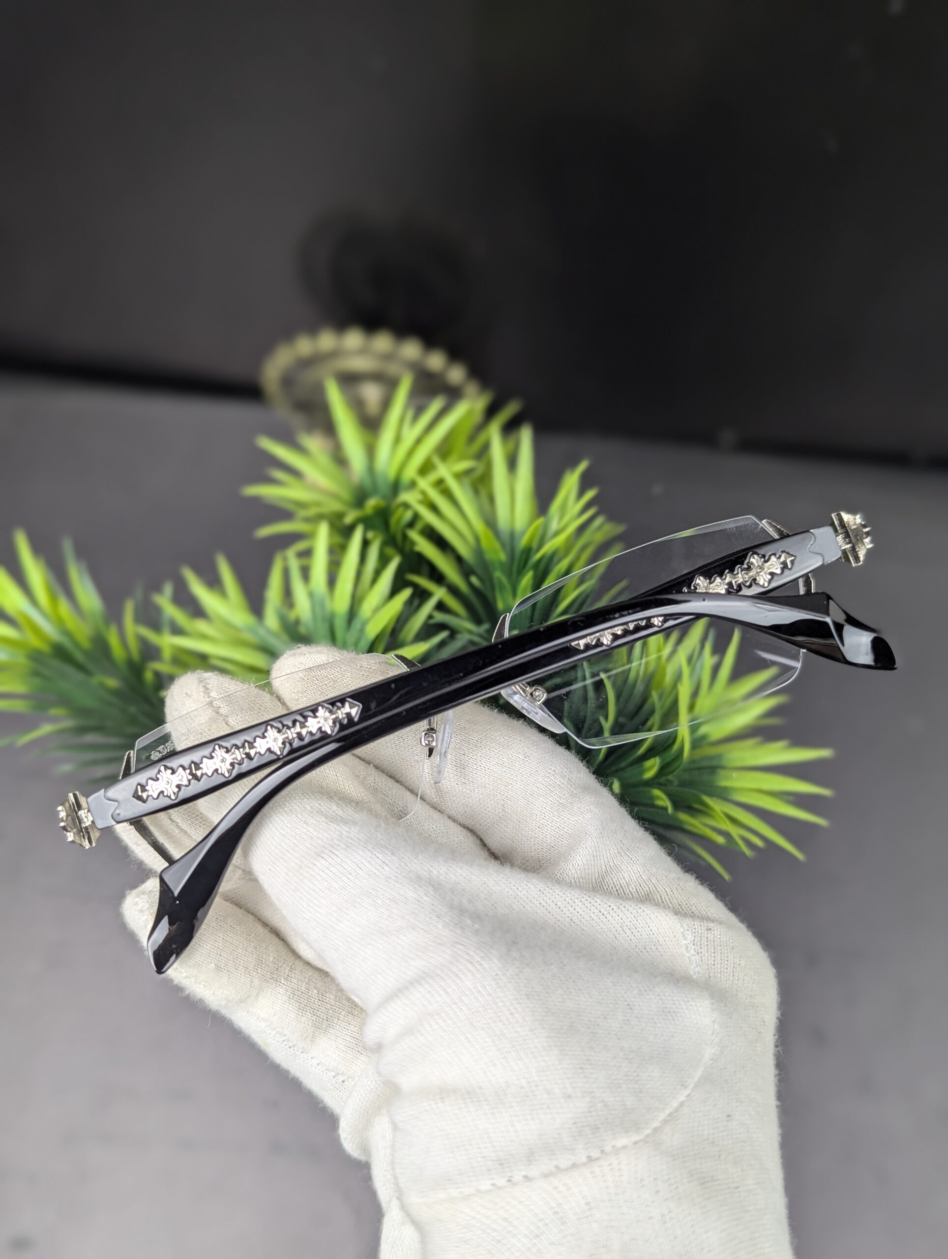 Chrome Hearts Luxury Rimless Silver & Black Eyeglasses Frame - Image 3