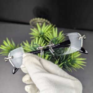 Chrome Hearts Luxury Rimless Silver & Black Eyeglasses Frame